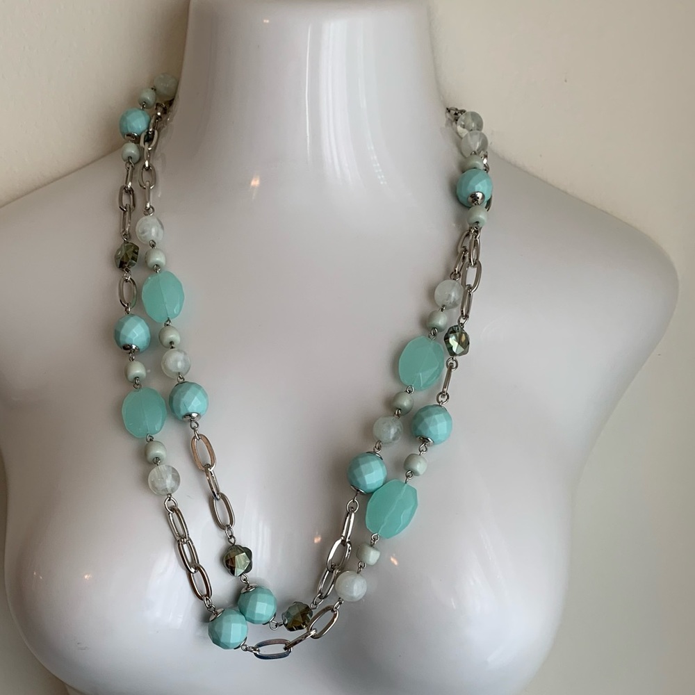 Lovely Mint Green Two Strand Bead Necklace - Picture 1 of 4